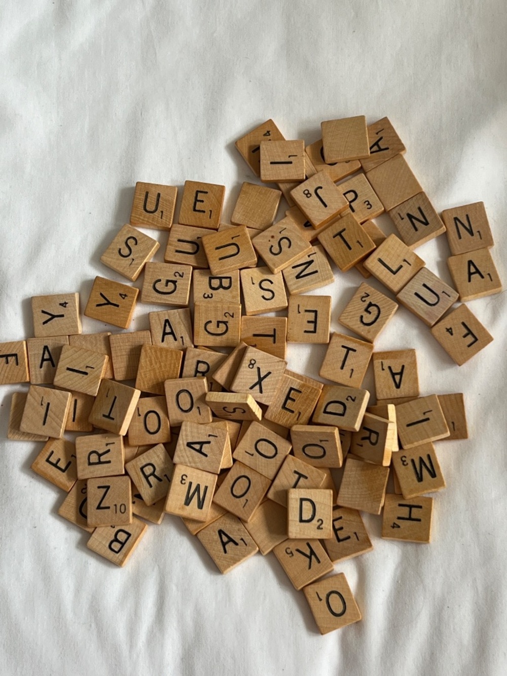 100 Vintage Scrabble Tiles Wooden